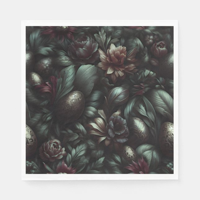 Serviette En Papier Dark Botanical Easter Napkins (Devant)