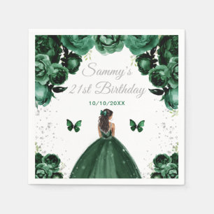 Serviette En Papier Dark Green Peau foncée Princesse Anniversaire