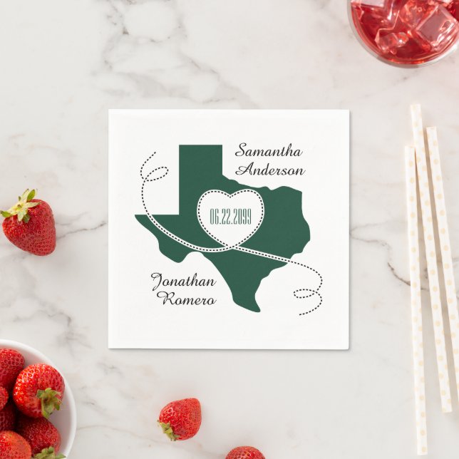 Serviette En Papier Dark Green Texas Curling Mariage de ruban Date (En situation)