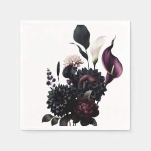 Serviette En Papier Dark Moody Romantic Floral Mariage blanc