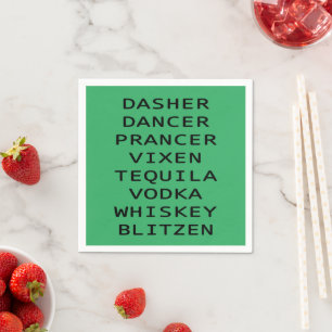 Serviette En Papier Dasher Dancer Vixen Vodka Tequila Whiskey Blitzen