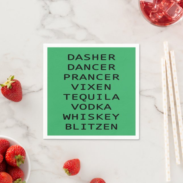 Serviette En Papier Dasher Dancer Vixen Vodka Tequila Whiskey Blitzen (En situation)