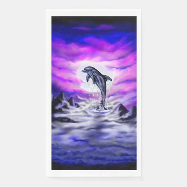 Serviette En Papier Dauphin clair de lune (Devant)