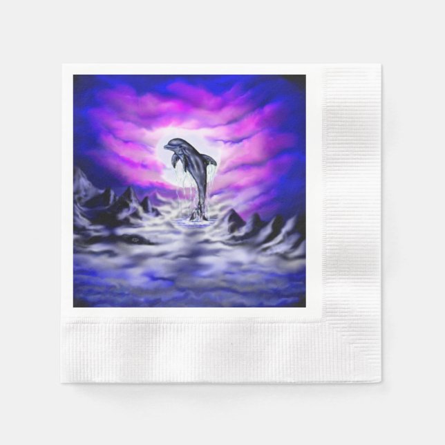Serviette En Papier Dauphin clair de lune (Devant)