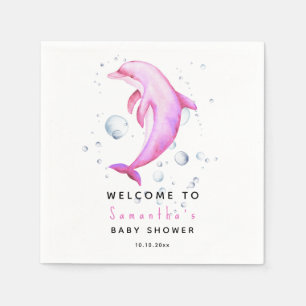 Serviette En Papier Dauphin d'aquarelle BIENVENUE AU baby shower