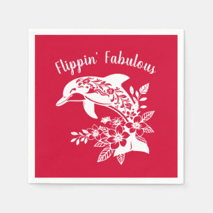 Serviette En Papier Dauphin hawaïen Flippin' Fabial Cherry Red