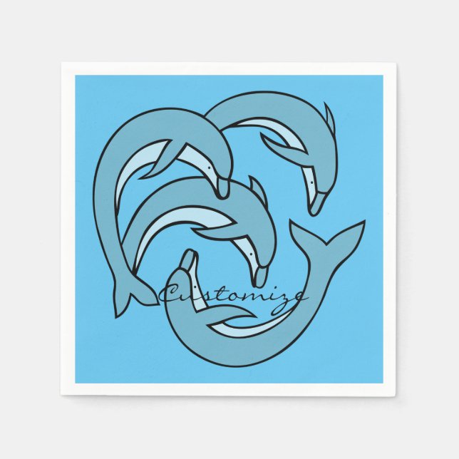Serviette En Papier Dauphins bleus entourant Thunder_Cove (Devant)