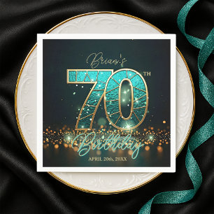Serviette En Papier Dazzling Turquoise Mosaic or joaillé 70e anniversa