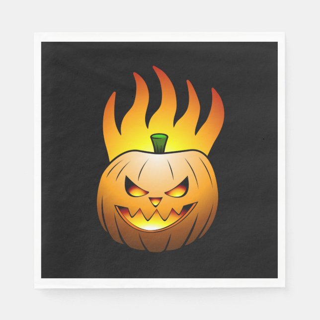 Serviette en papier de citrouille Halloween enflam (Devant)