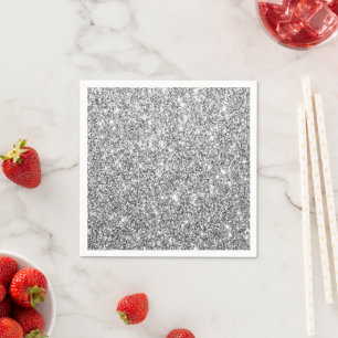 Serviette en papier de fête pailletée argent Luxe