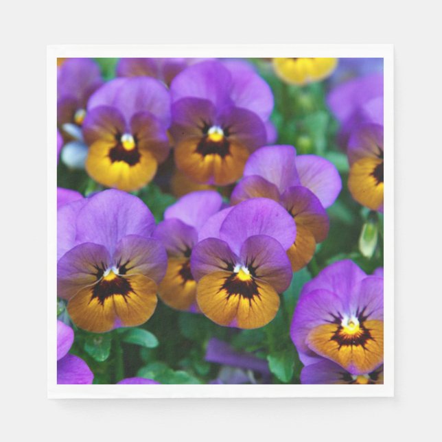 Serviette En Papier De Jolies Pansies Violettes (Devant)