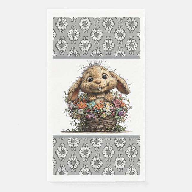 Serviette en papier de lapin floral de Pâques (Devant)
