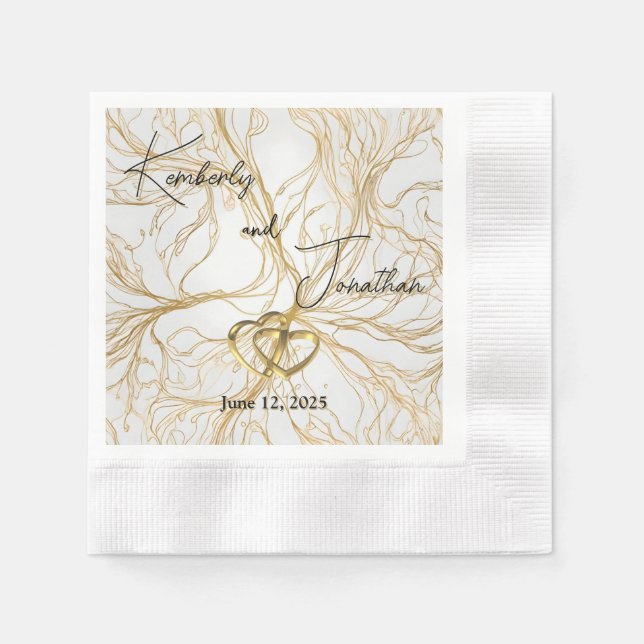 Serviette en papier de mariage à motif abstrait do (Devant)