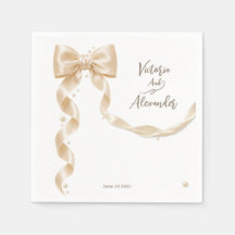 Serviette en papier de mariage au ruban de satin é