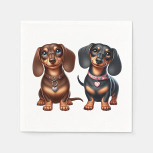 Serviette En Papier De mignons amis dachshund
