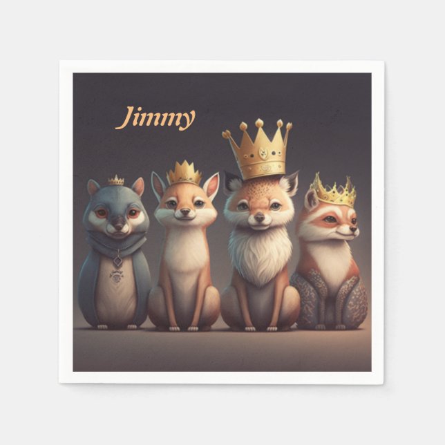 Serviette En Papier De mignons animaux sauvages en couronne (Devant)