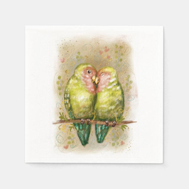 Serviette En Papier De mignons perroquets de lovebirds. 21 (Devant)