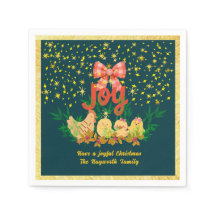 Serviette en papier de Noël à motif de poule et po