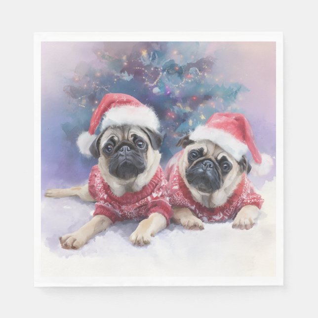 Serviette en papier de Noël avec deux teckels ador (Devant)