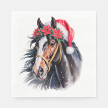 Serviette en papier de Noël / beau cheval de trait