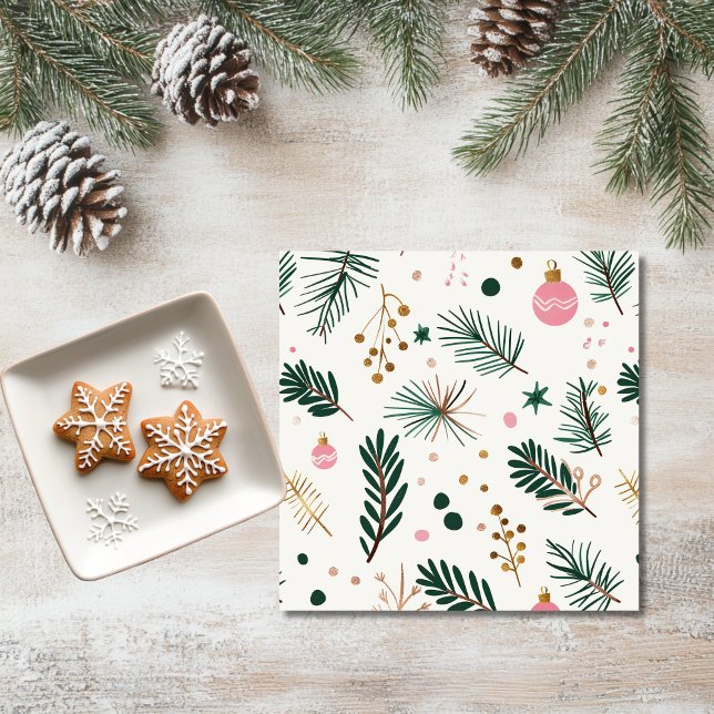 Serviette en papier de Noël botanique fantaisiste (Créateur téléchargé)