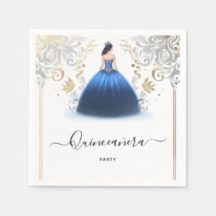 Serviette En Papier De Ombré ivoire ciel glacé or bleu royal Quinceane