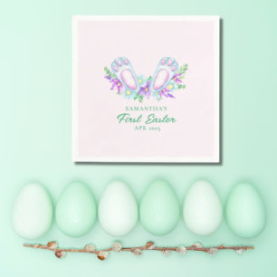 Serviette en papier de Pâques Lapin Floral Aquarel