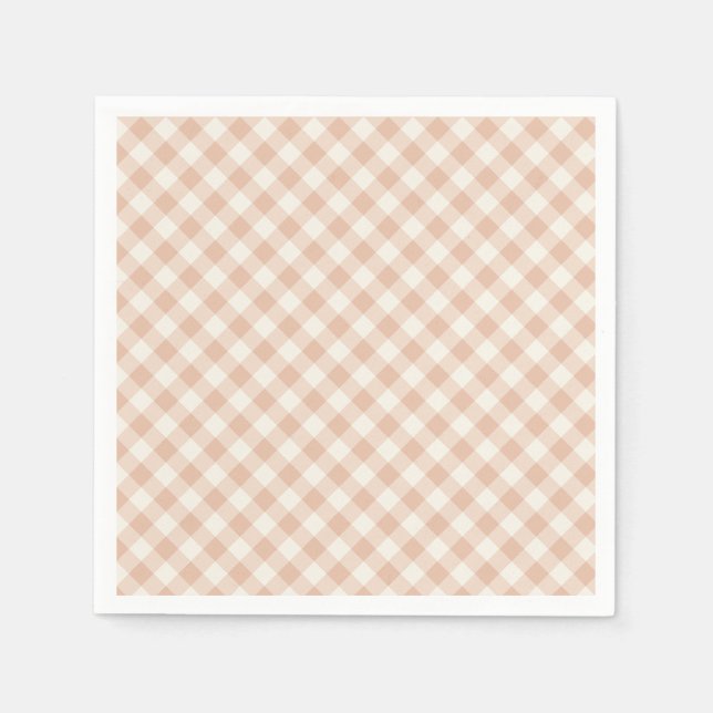 Serviette En Papier Début d'automne rétro Gingham | Abricot chaud (Devant)