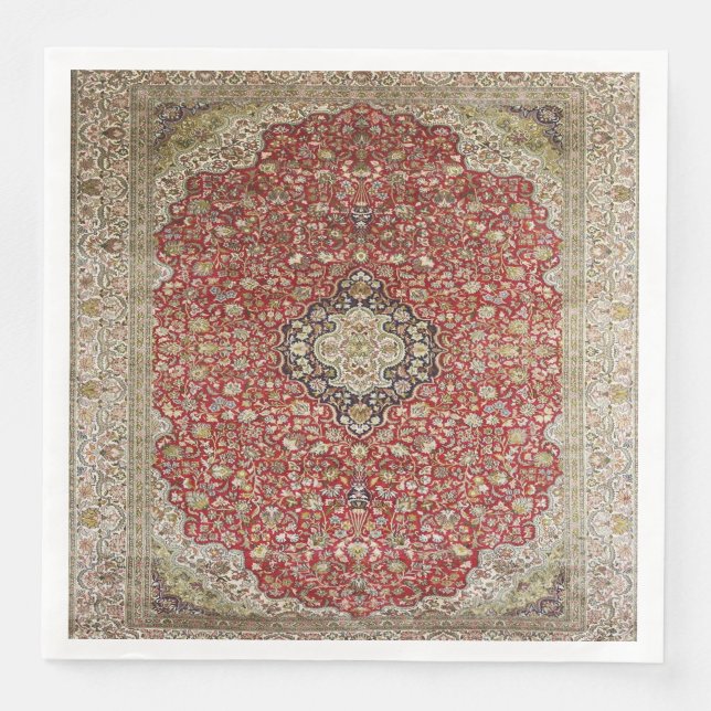 Serviette En Papier Déchoupage à fleurs rouges perse turkmène (Devant)