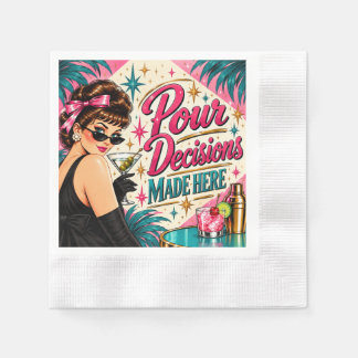 Serviette En Papier Décisions de Versement Prises Ici Rétro Cocktail A