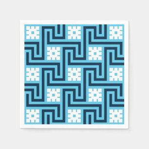 Serviette En Papier Déco clé grecque, bleu ciel et marine