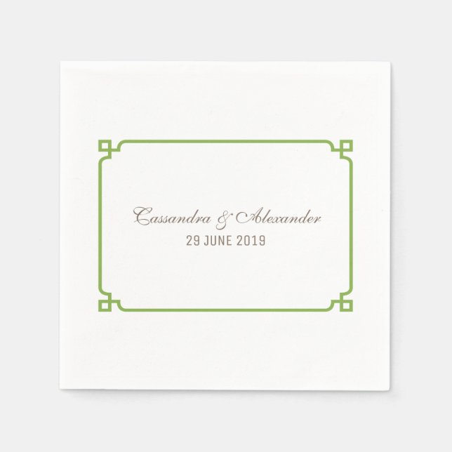 Serviette En Papier Déco verdoyant Mariage chic (Devant)