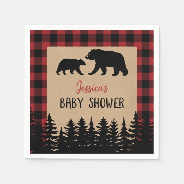 Serviette En Papier Décor Baby shower Flannel Adventure Bear (Devant)