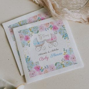 Serviette En Papier Décor Baby shower jumeaux garçon et fille