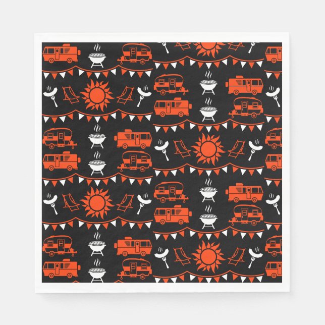Serviette En Papier Décor camping Caravan (Devant)