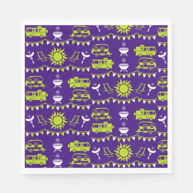 Serviette En Papier Décor camping Caravan (Devant)