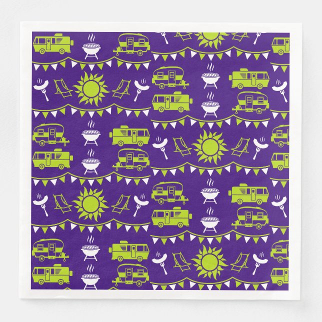 Serviette En Papier Décor camping Caravan (Devant)