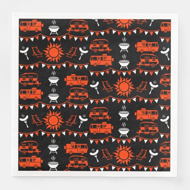 Serviette En Papier Décor camping Caravan (Devant)