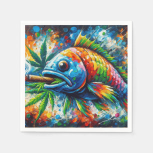 Serviette En Papier Décor coloré Abstrait de murs de poissons Art