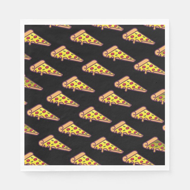 Serviette En Papier Décor d'anniversaire fête pizza | Thème tranche de (Devant)