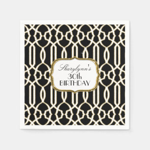 Serviette En Papier Décor de fête du 30e anniversaire Trellis Art Blac