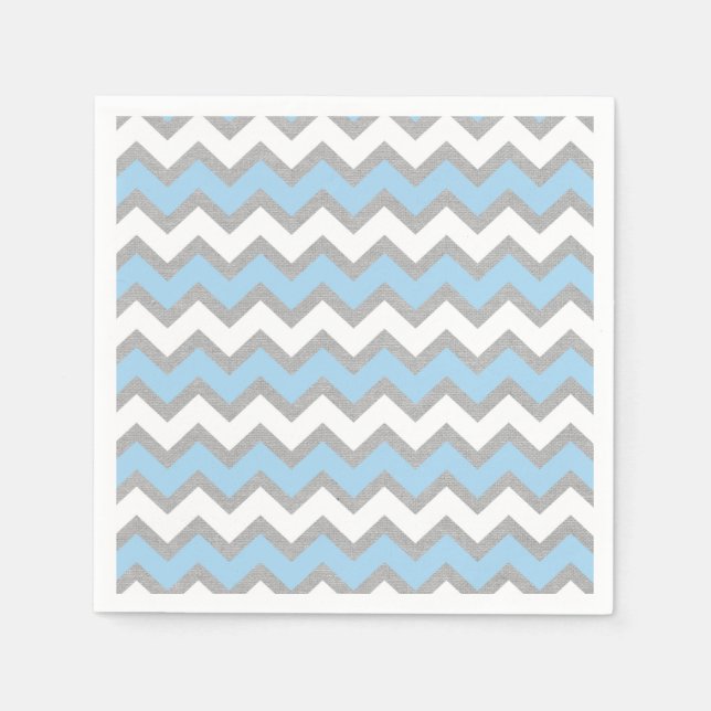Serviette En Papier Décor de la fête Blue White Grey Chevron (Devant)