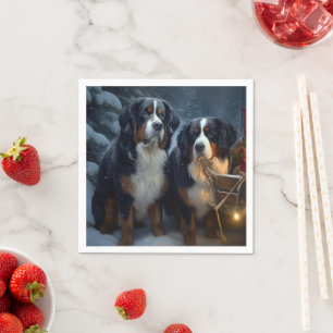 Serviette En Papier Décor de Noël Bernese Mountain Snowy