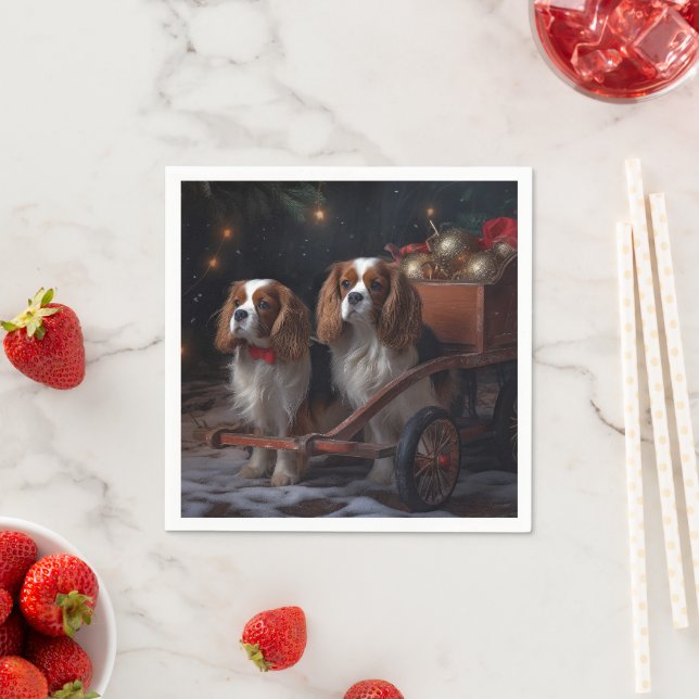 Serviette En Papier Décor de Noël Cavalier King enneigé  (En situation)