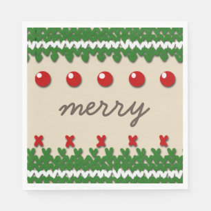 Serviette En Papier Décor de Noël en saison avec texte personnalisé