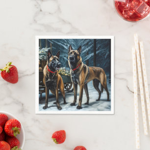 Serviette En Papier Décor de Noël Malinoi Snowy Sleigh