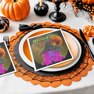 Serviette En Papier Décor de table de sorcière d'Halloween qui se sent