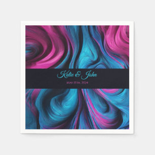 Serviette En Papier Décor de table moderne bleu et rose