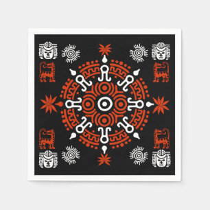 Serviette En Papier Décor d'origine artistique aztèque mexicaine