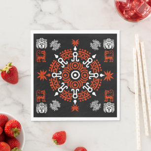 Serviette En Papier Décor d'origine artistique aztèque mexicaine